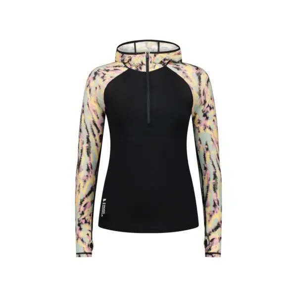 Mons Royale Bella Merino Long Sleeve Hood Women's - Rad Things / Black