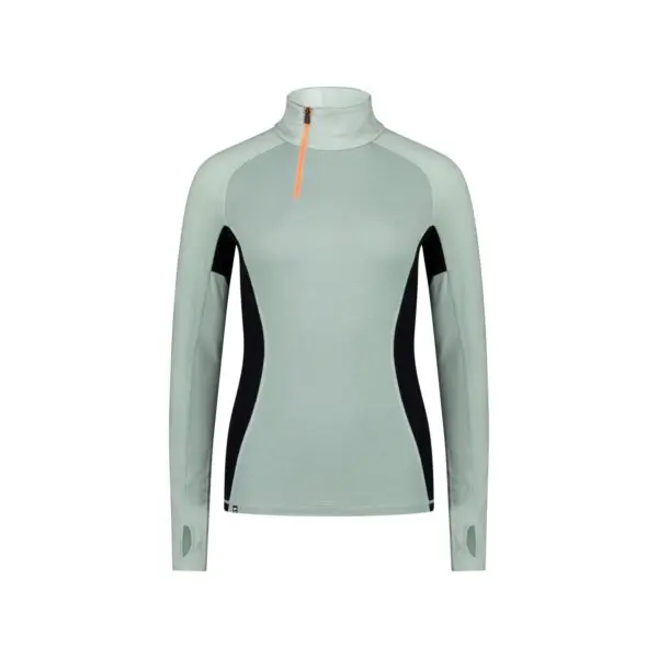 Mons Royale Olympus Merino 1/2 Zip Long Sleeve Women's - Glacier / Dew / Black