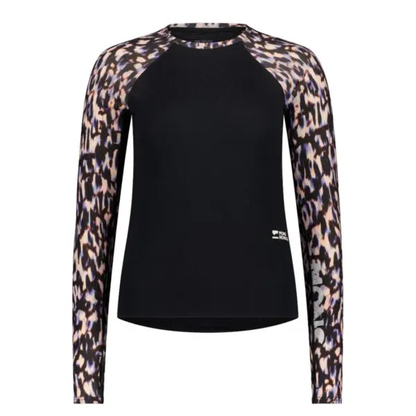 Mons Royale Bella Merino Long Sleeve Women's - Rock Leopard / Black