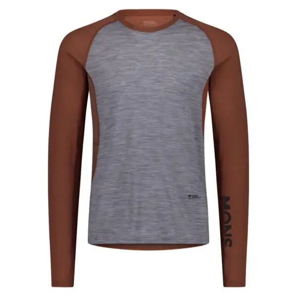 Mons Royale Temple Merino Long Sleeve Men's - Cinnamon / Grey Heather