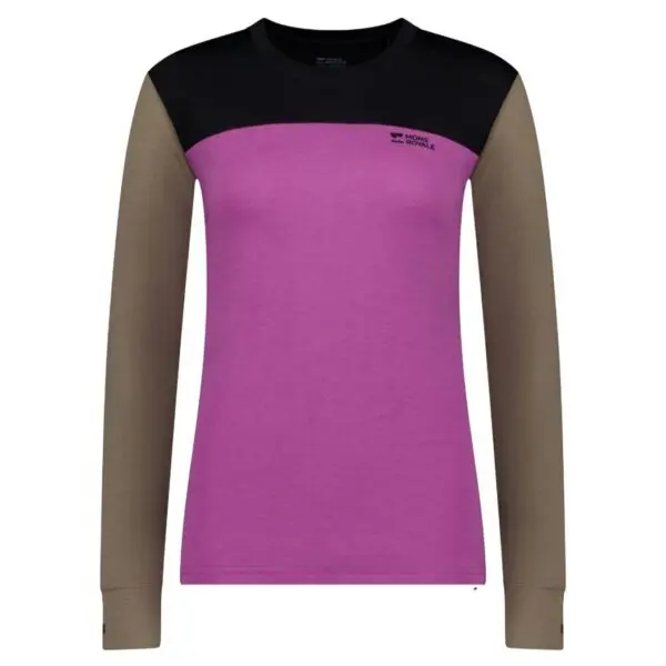 Mons Royale Yotei Merino Long Sleeve Women's - Purple Bolt / Walnut / Black