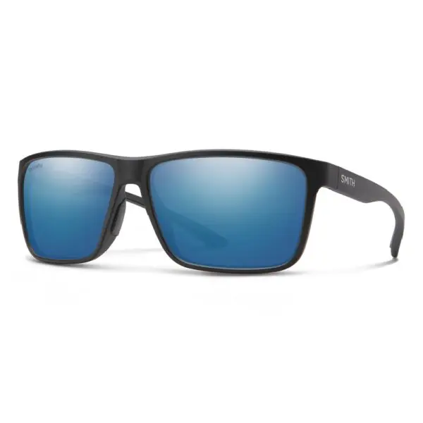 Smith Riptide Sunglasses - Matte Black / CP Glass Polarized Blue Mirror