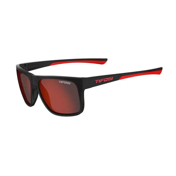 Tifosi Swick Sunglasses Satin Black/Crimson (Smoke Red)
