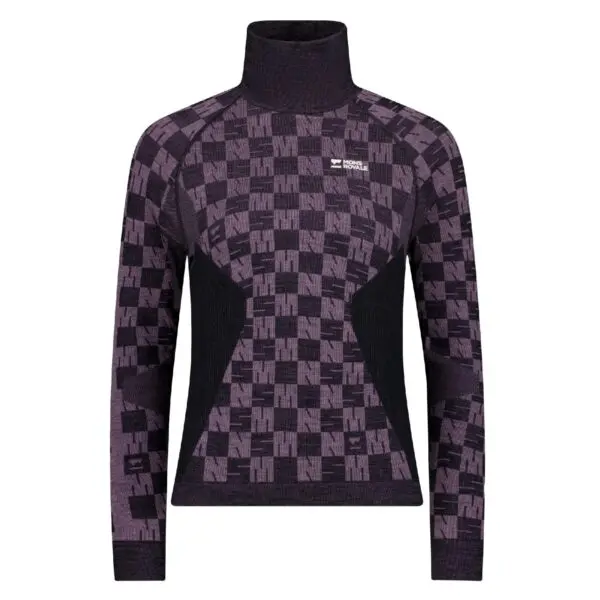 Mons Royale Ascender Mock Neck Long Sleeve Women's - Mauve / Black