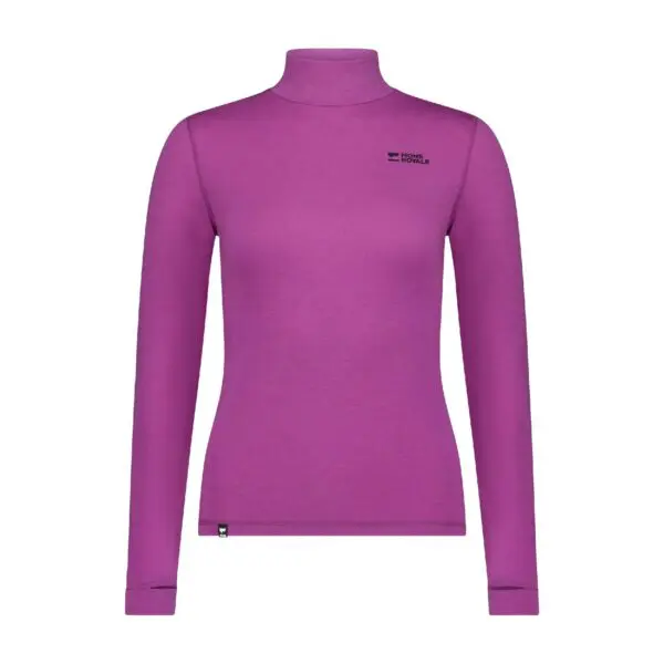 Mons Royale Cascade Merino Base Layer Mock Neck Long Sleeve - Purple Bolt